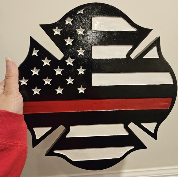 Other - Black and White Firefighter Maltese Cross Wall Decor